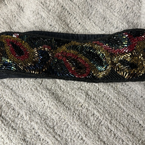Vintage Regale Ltd Brand Beaded Belt Velcro Closure - Beaded Paisley Design - Picture 2 of 10